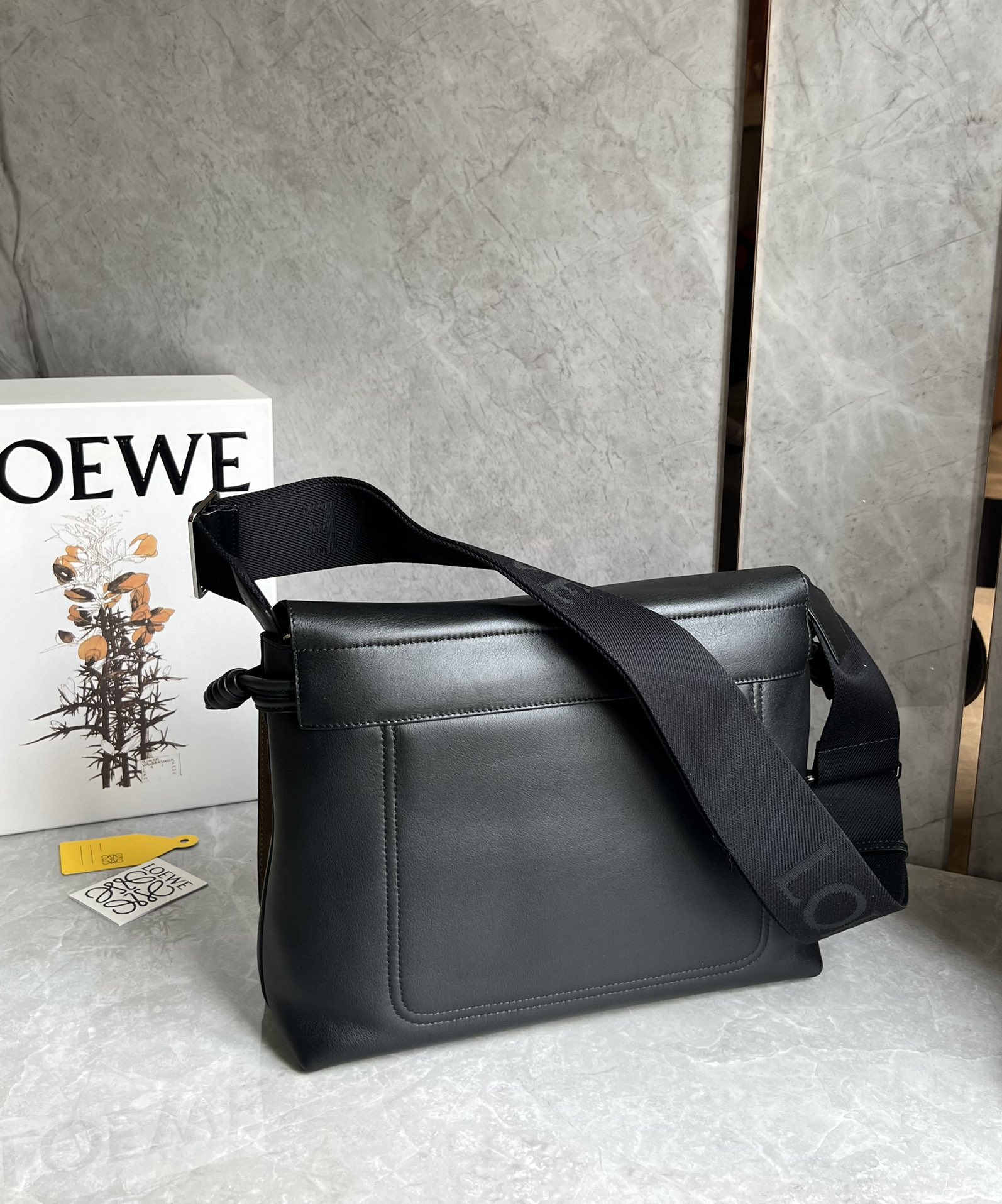 Loewe Flamenco Satchel in Shiny Supple Calfskin Black